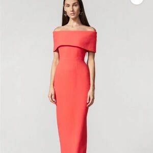 Chic Off-Shoulder Coral Maxi Dress